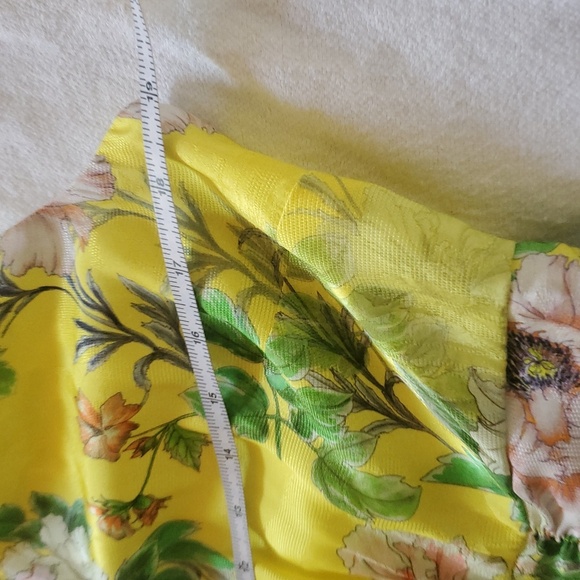 Anthropologie Sparrow Silky Floral Yellow Slit Hems Midi Sz. 12 Dress NWT - Picture 12 of 13